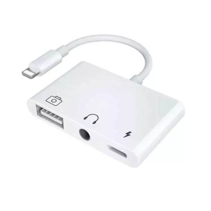 Convertidor adaptador 3 en 1 Lightning a USB OTG/Audio/Carga Lightning